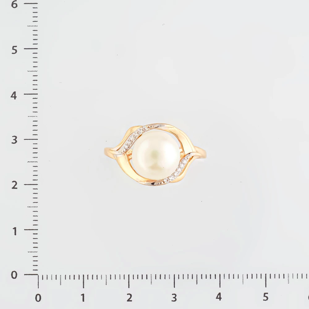Кольцо с культивированным жемчугом из красного золота 585 пробы