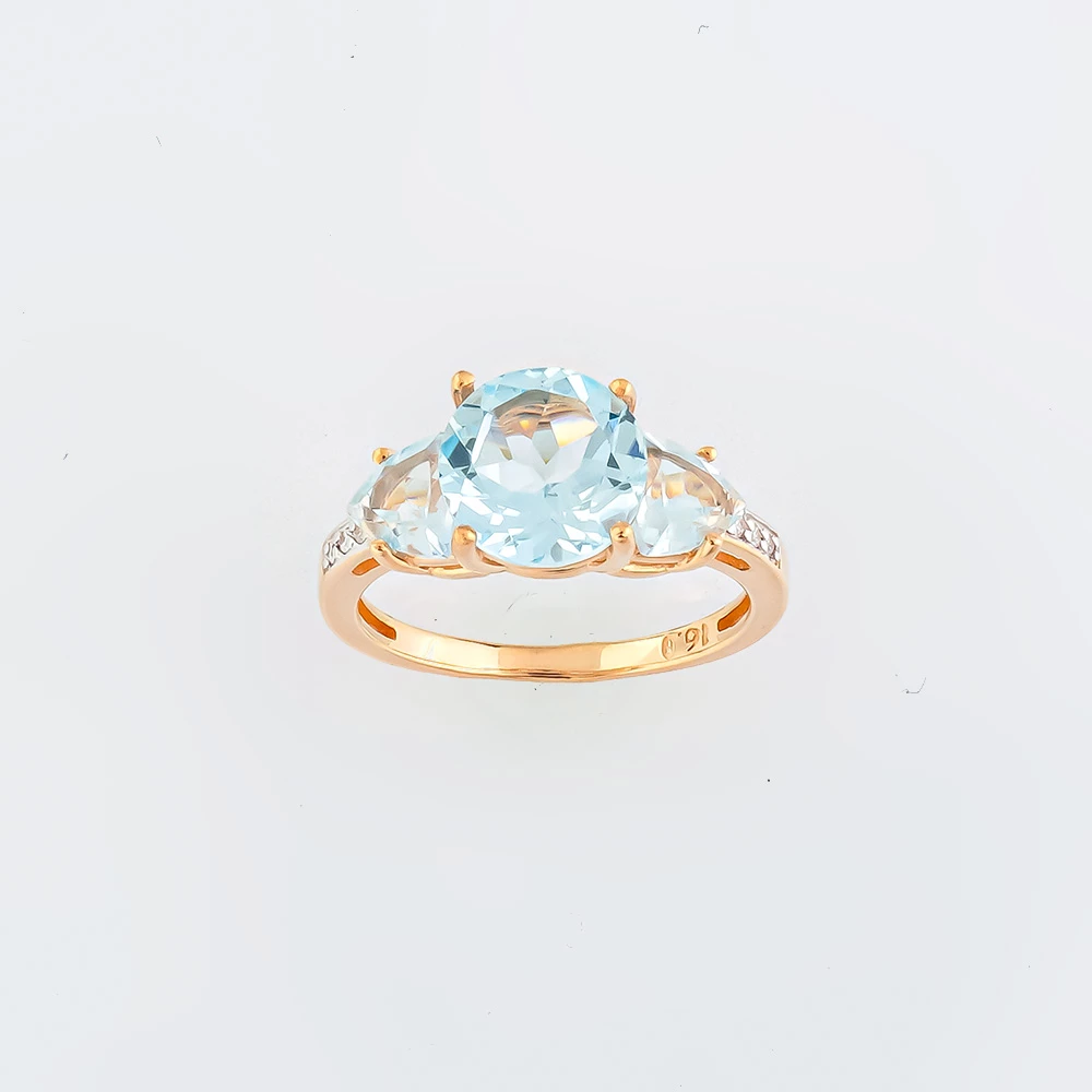 Кольцо с топазом из красного золота 585 пробы