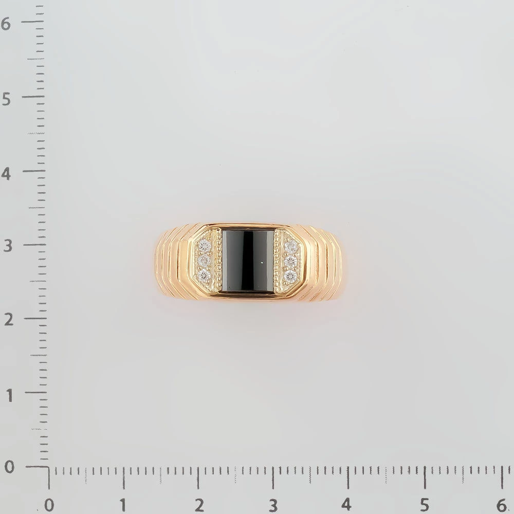 Кольцо с ониксом из красного золота 585 пробы