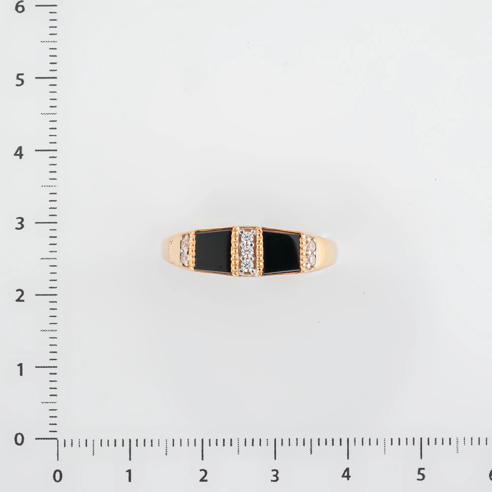 Кольцо с ониксом из красного золота 585 пробы