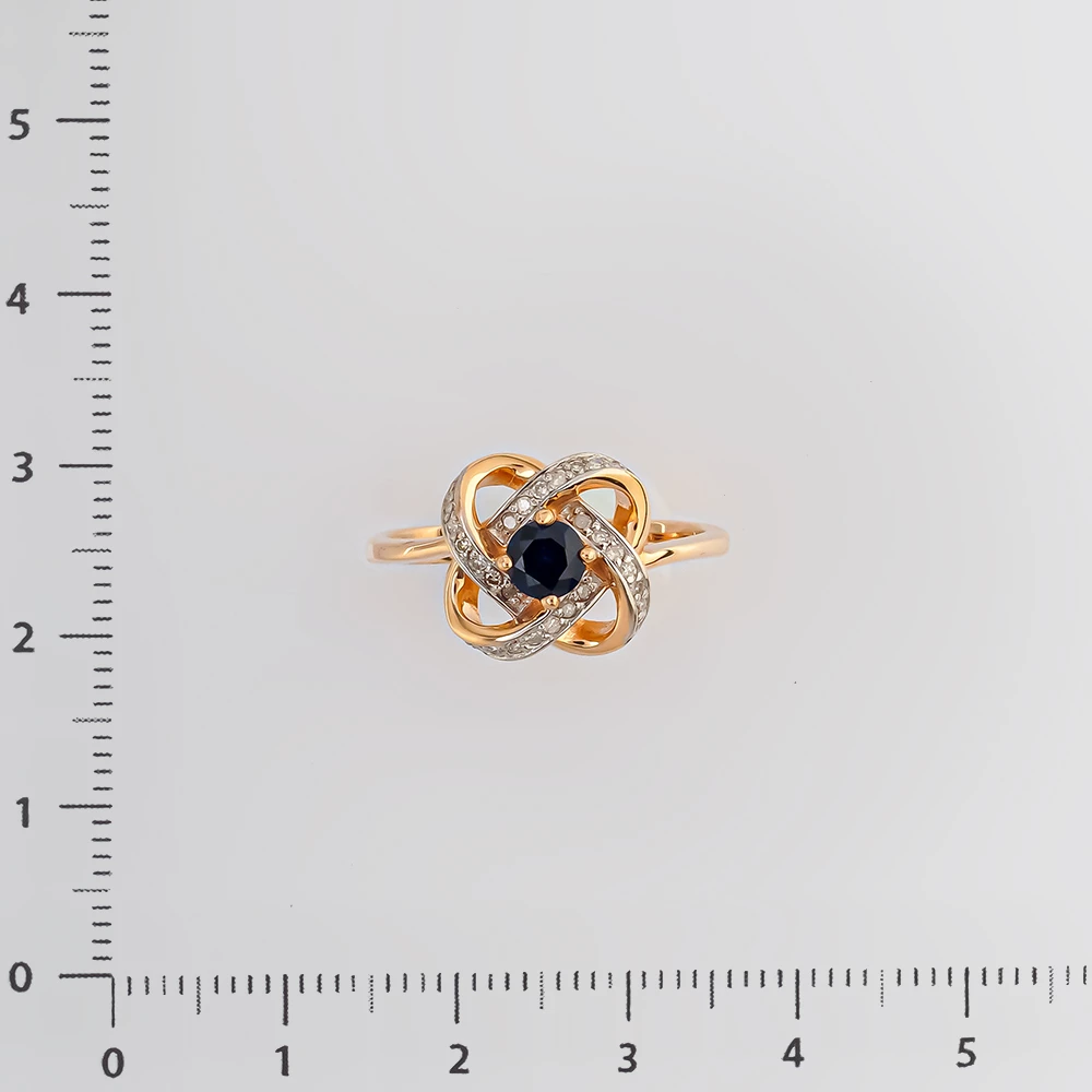 Кольцо с сапфиром синтетическим из красного золота 585 пробы Кольцо с сапфиром синтетическим из красного золота 585 пробы