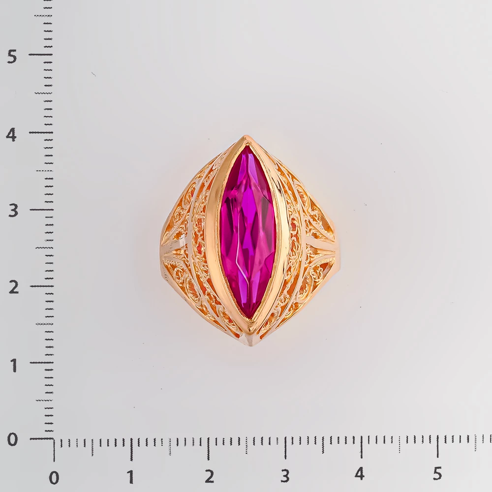 Кольцо с фианитом из красного золота 583 пробы