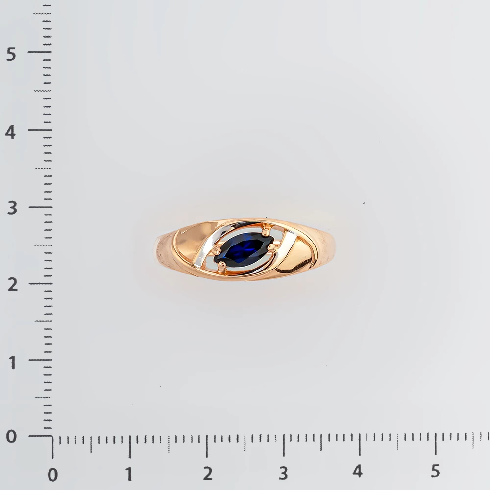 Кольцо с сапфиром синтетическим из красного золота 585 пробы