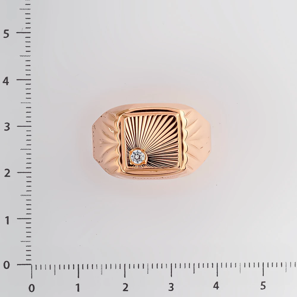 Кольцо с фианитом из красного золота 585 пробы