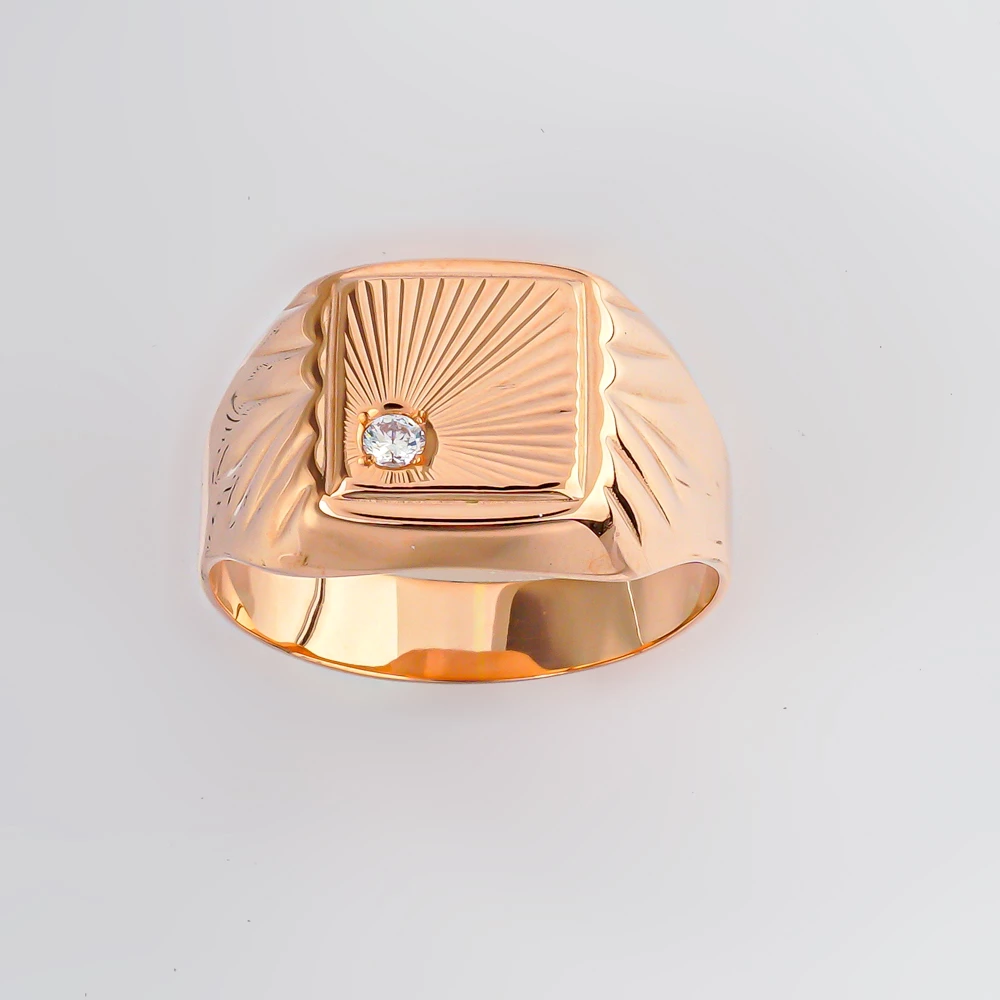 Кольцо с фианитом из красного золота 585 пробы