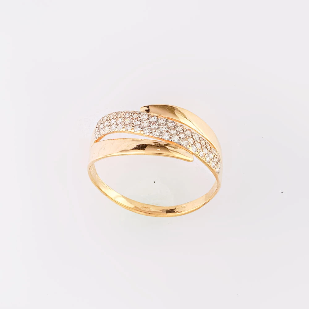 Кольцо с фианитом из красного золота 585 пробы