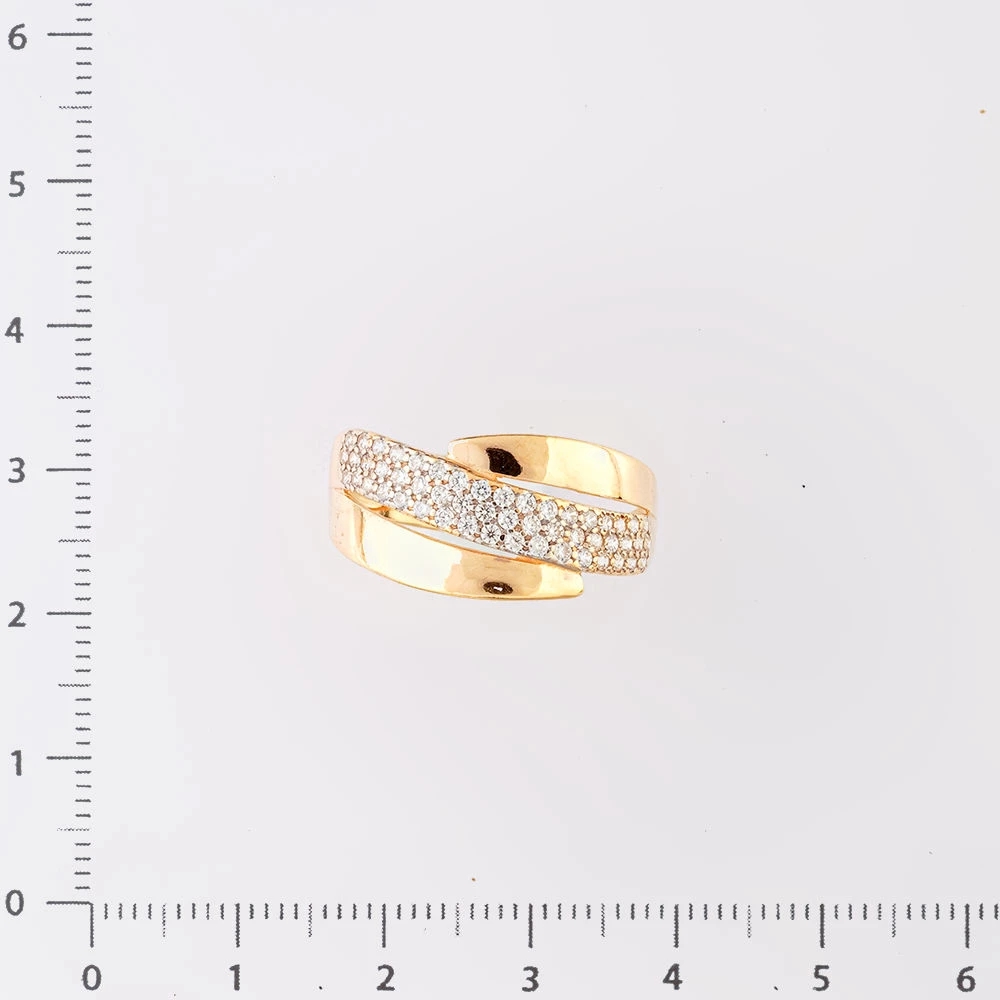 Кольцо с фианитом из красного золота 585 пробы