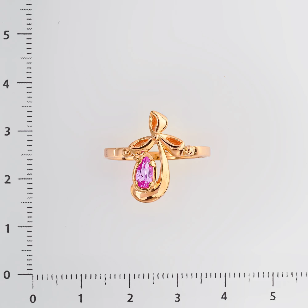 Кольцо с фианитом из красного золота 585 пробы