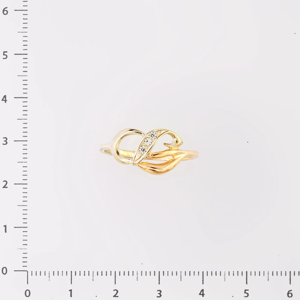 Кольцо с фианитом из красного золота 585 пробы