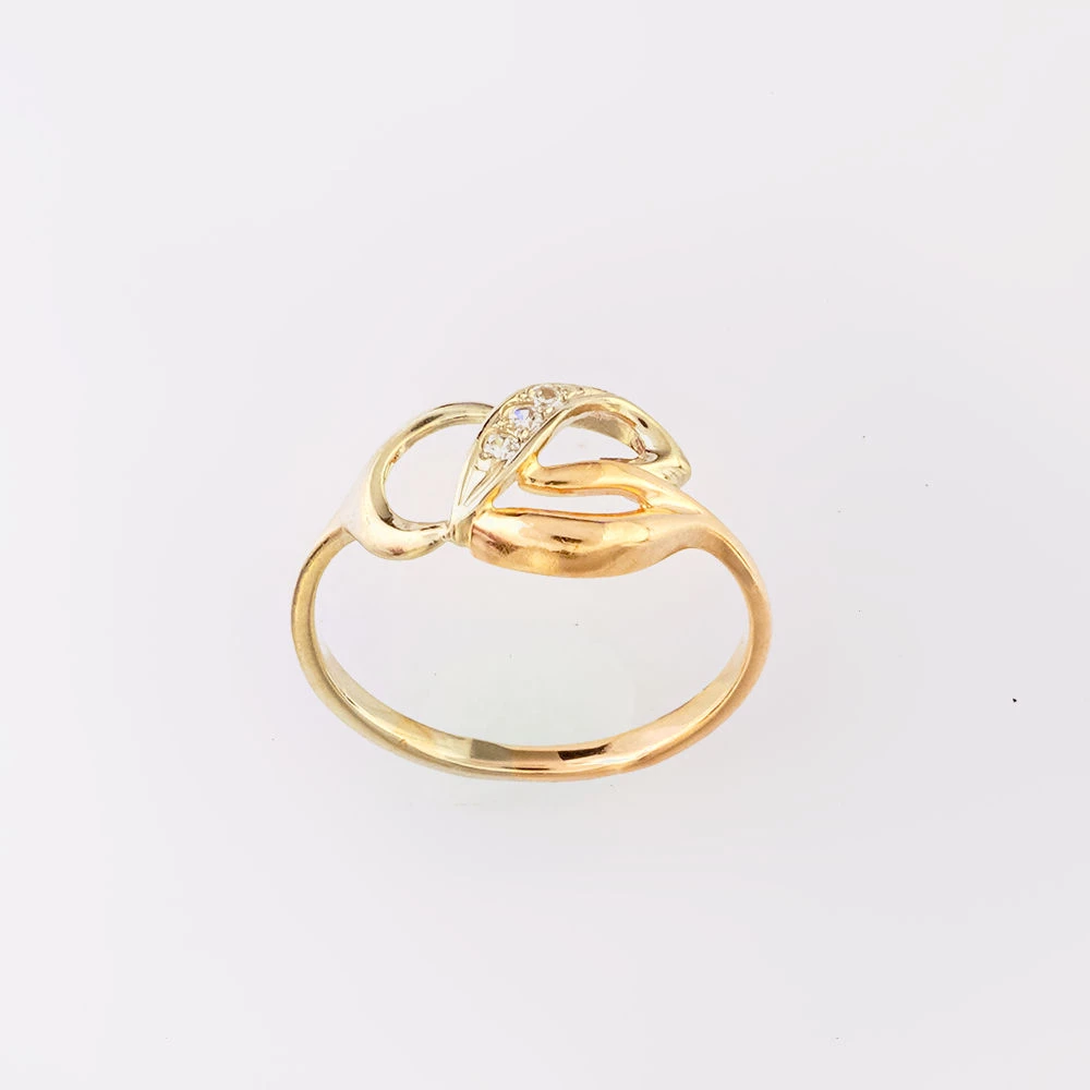 Кольцо с фианитом из красного золота 585 пробы