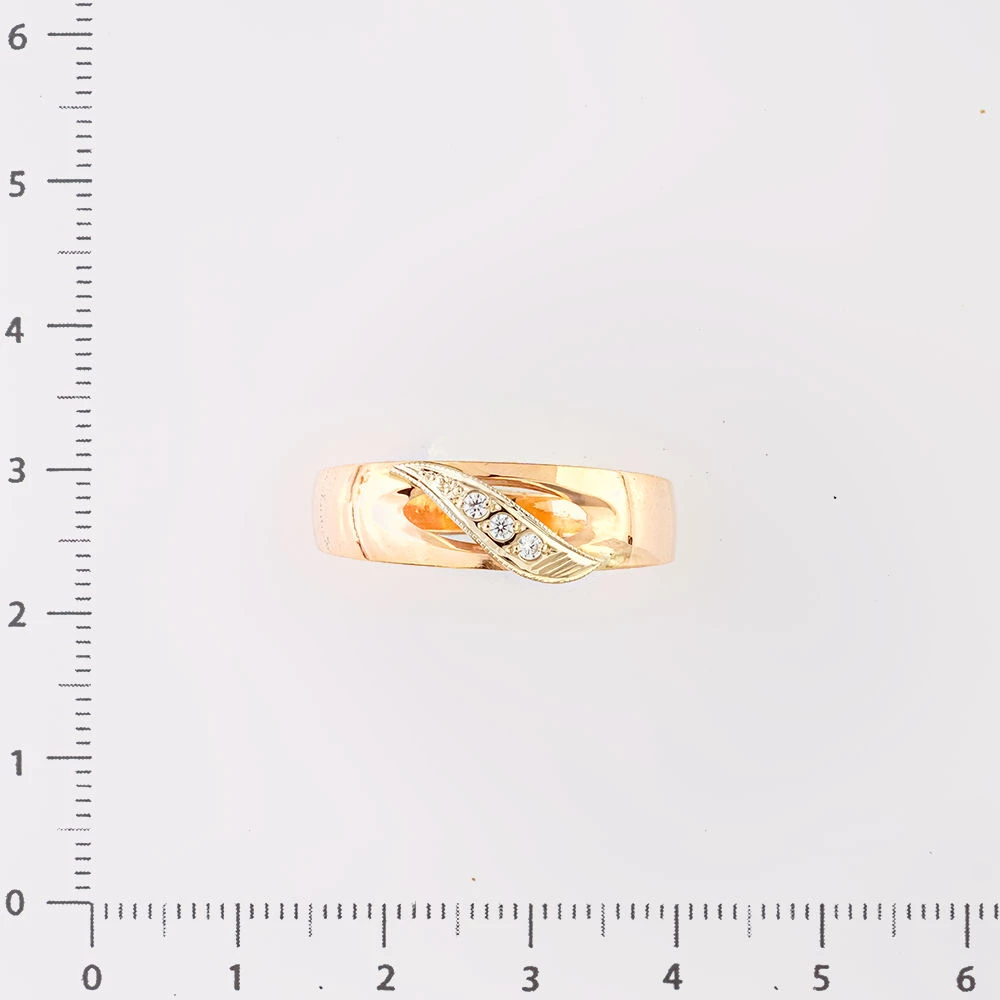 Кольцо с фианитом из красного золота 585 пробы