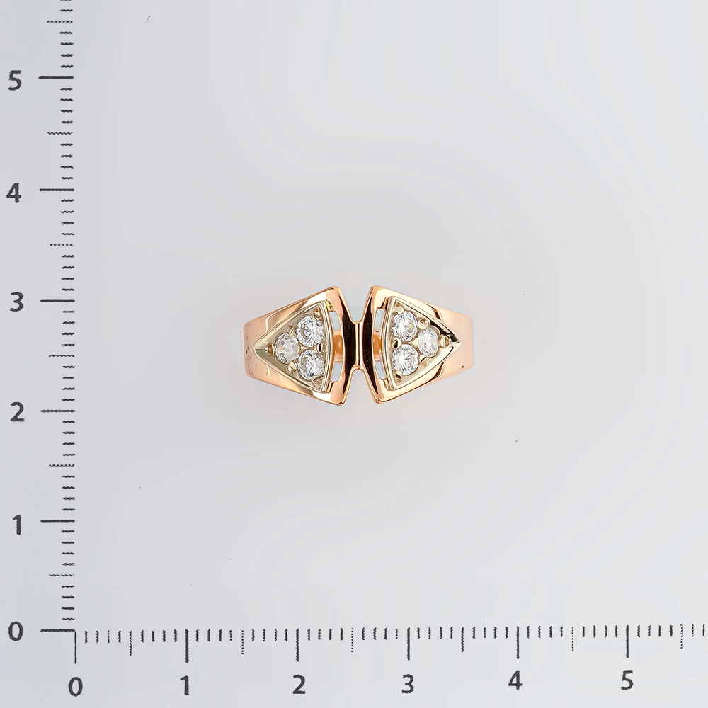 Кольцо с фианитом из красного золота 585 пробы