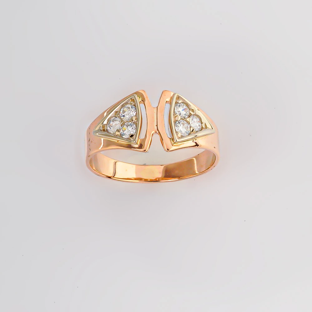 Кольцо с фианитом из красного золота 585 пробы