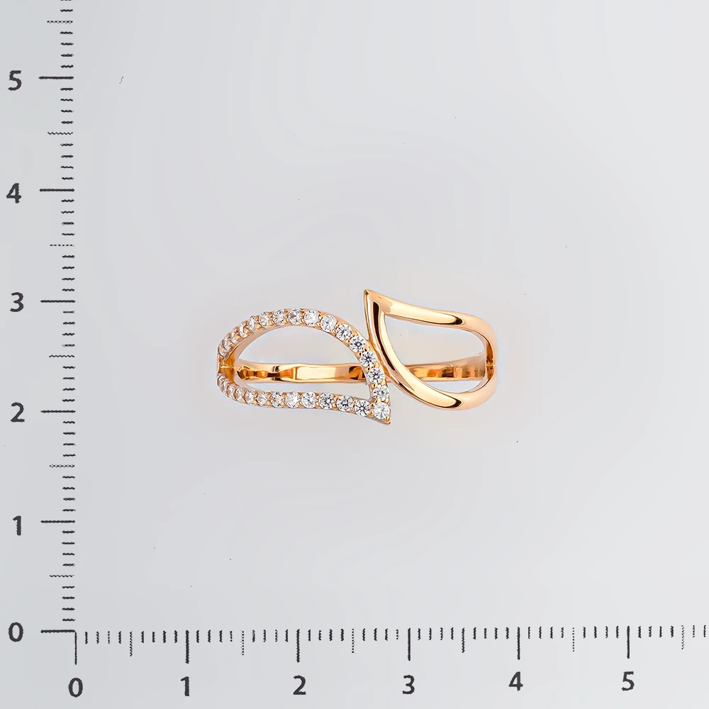 Кольцо с фианитом из красного золота 585 пробы