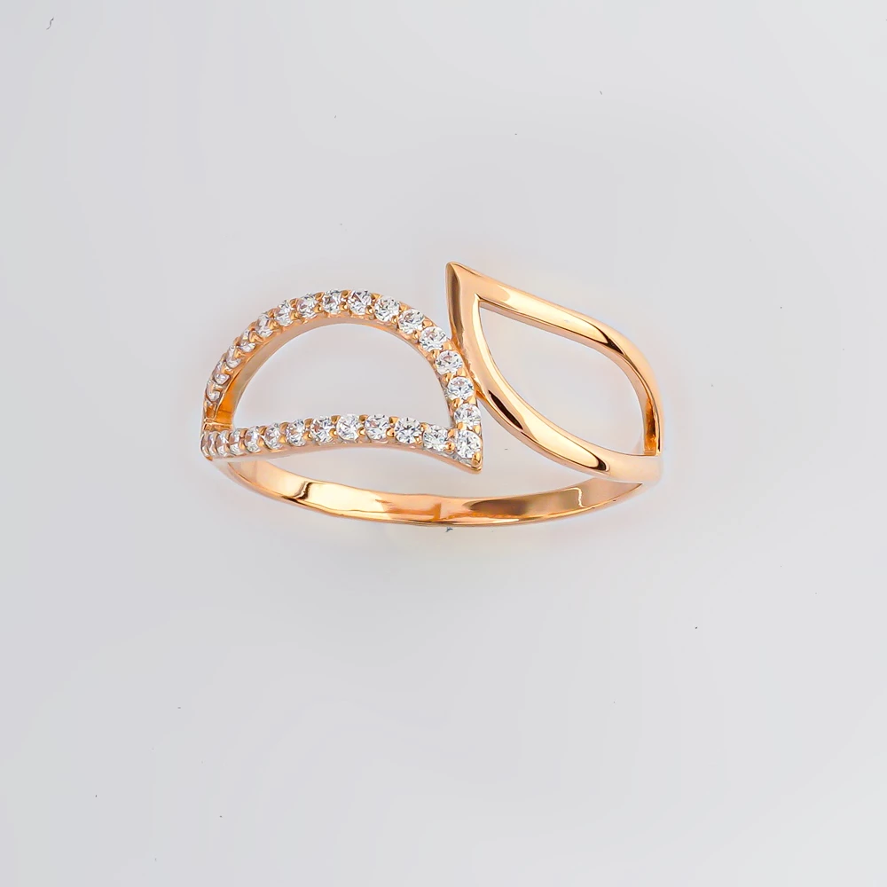 Кольцо с фианитом из красного золота 585 пробы