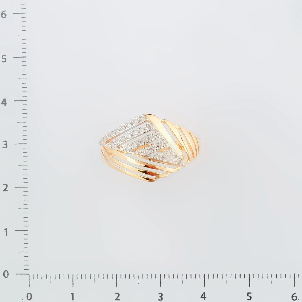 Кольцо с фианитом из красного золота 585 пробы