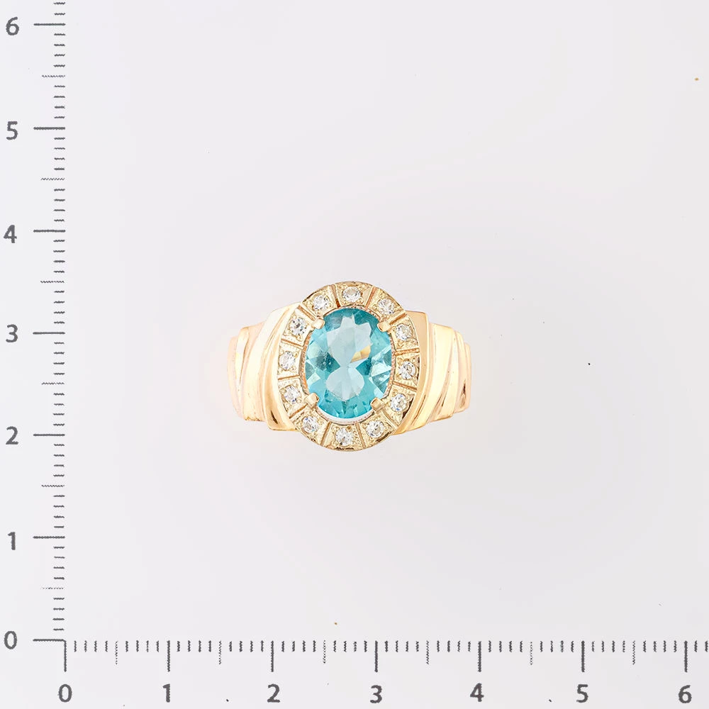 Кольцо с топазом из красного золота 585 пробы