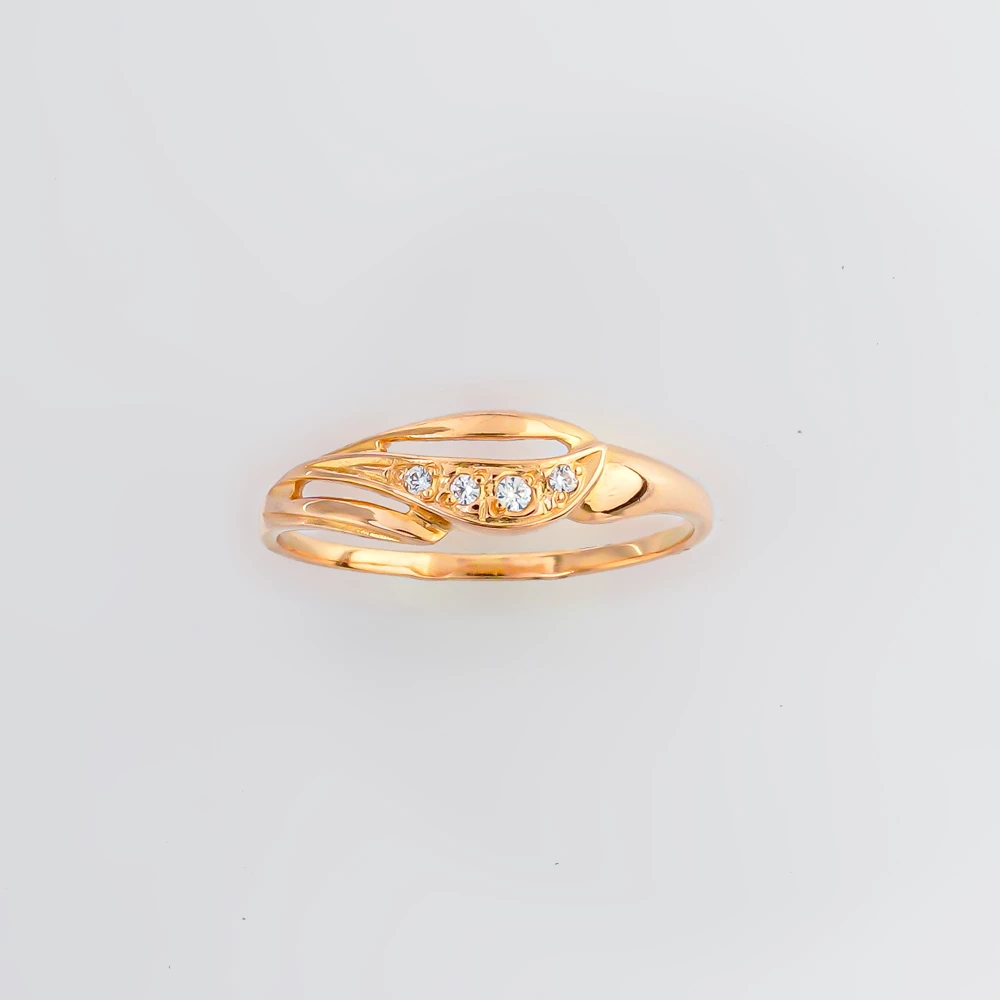 Кольцо с фианитом из красного золота 585 пробы