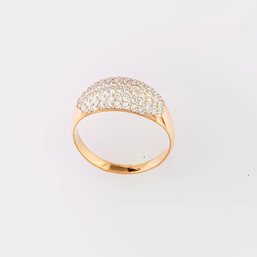 Кольцо с фианитом из красного золота 585 пробы