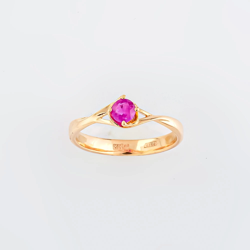 Кольцо с рубином из красного золота 585 пробы