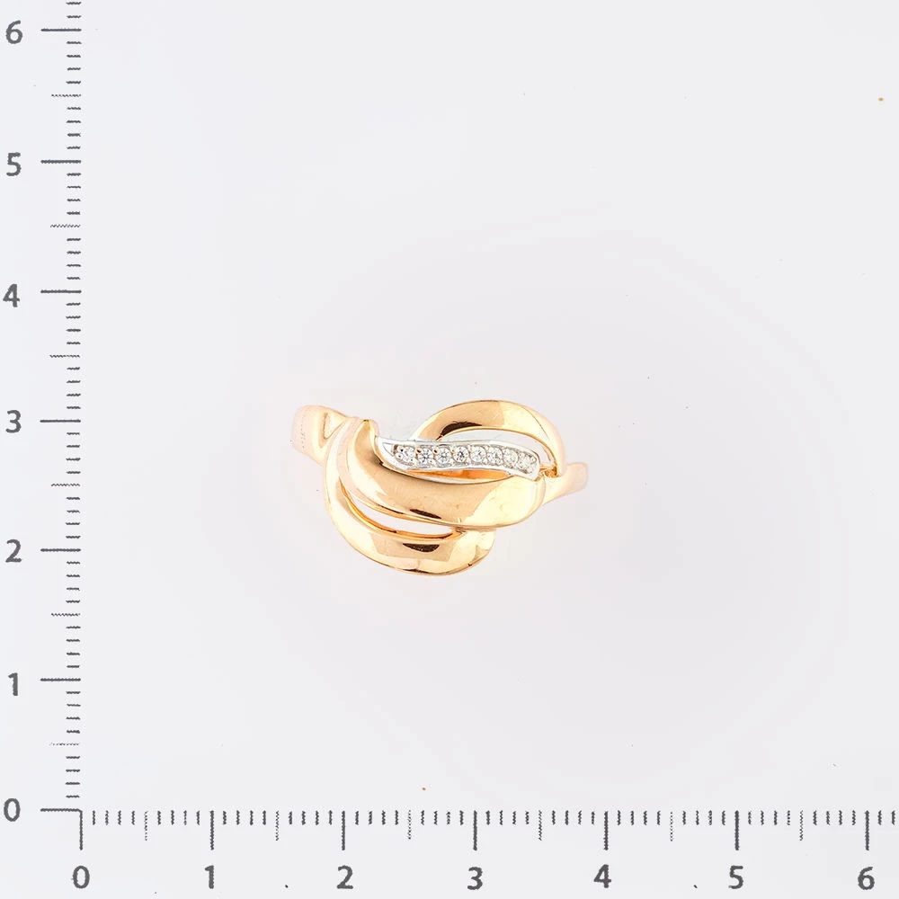 Кольцо с фианитом из красного золота 585 пробы