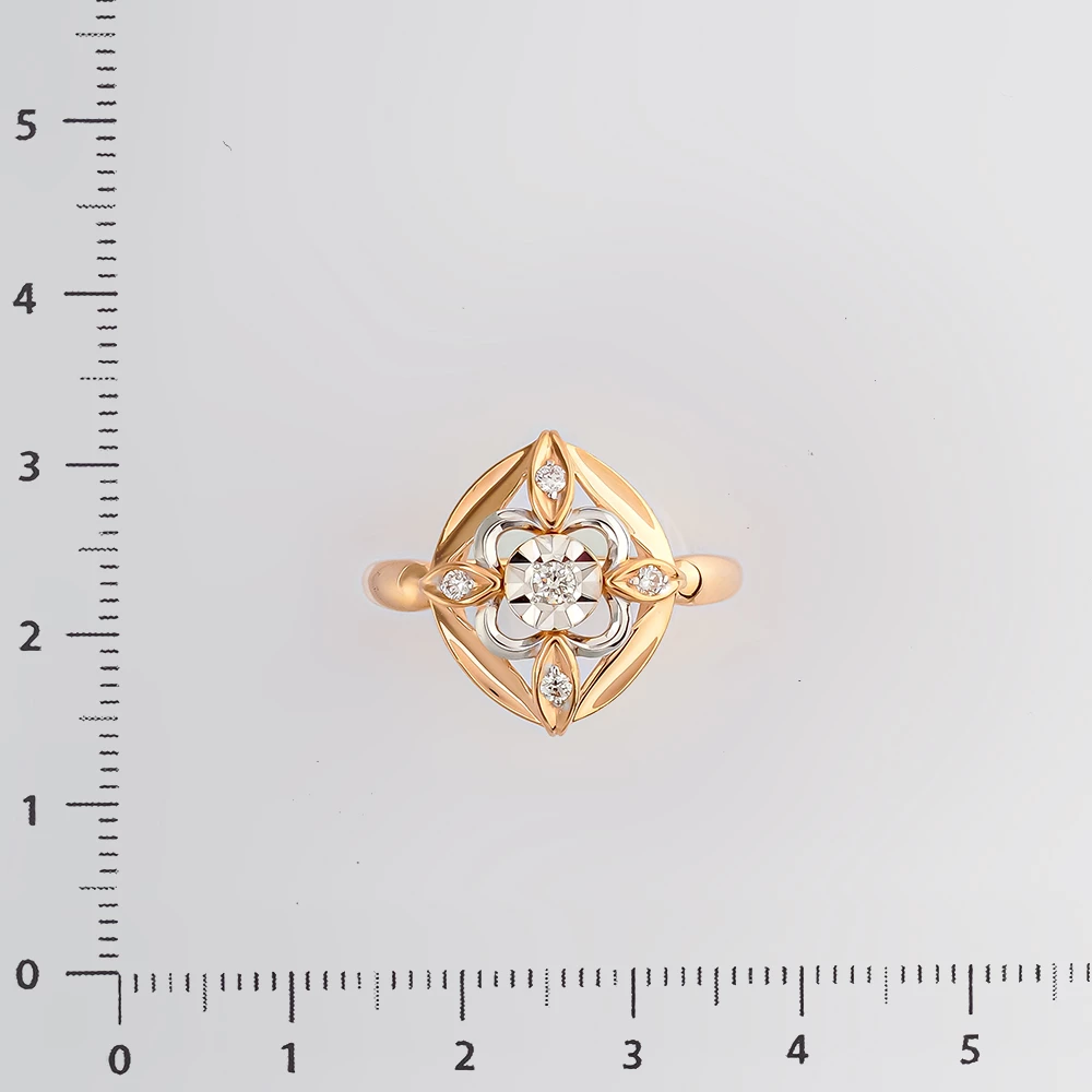 Кольцо с бриллиантом из красного золота 585 пробы