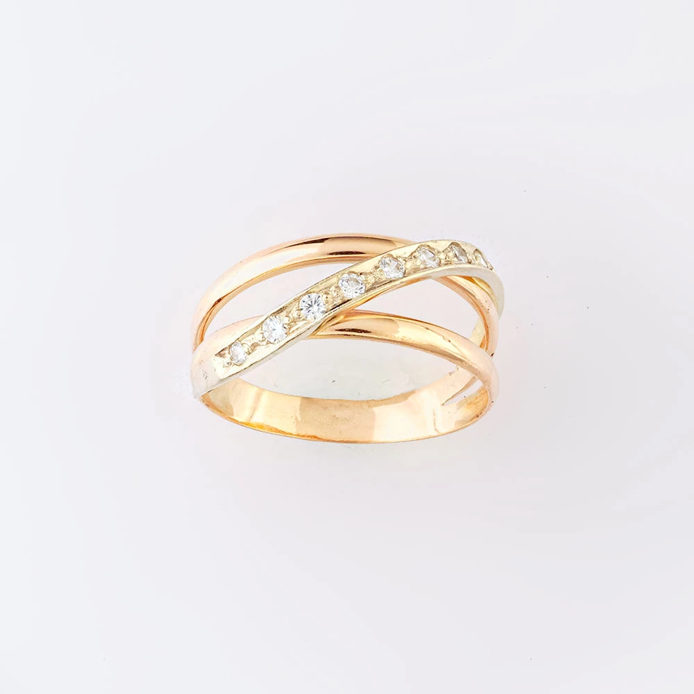 Кольцо с фианитом из красного золота 585 пробы