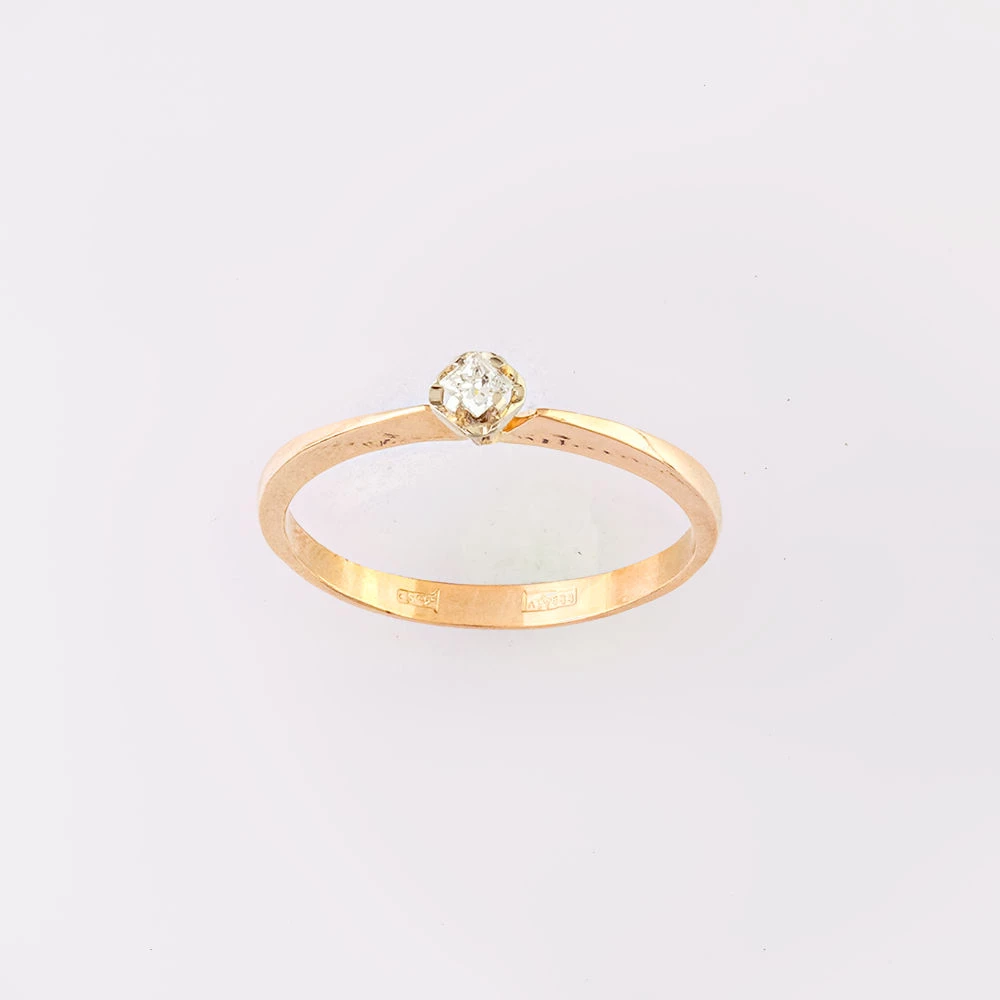 Кольцо с бриллиантом из красного золота 583 пробы