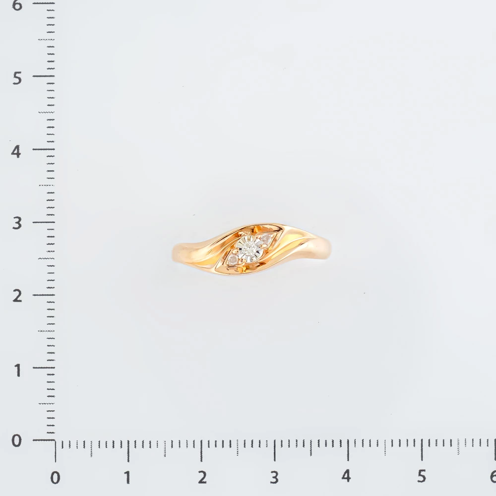 Кольцо с бриллиантом из красного золота 585 пробы