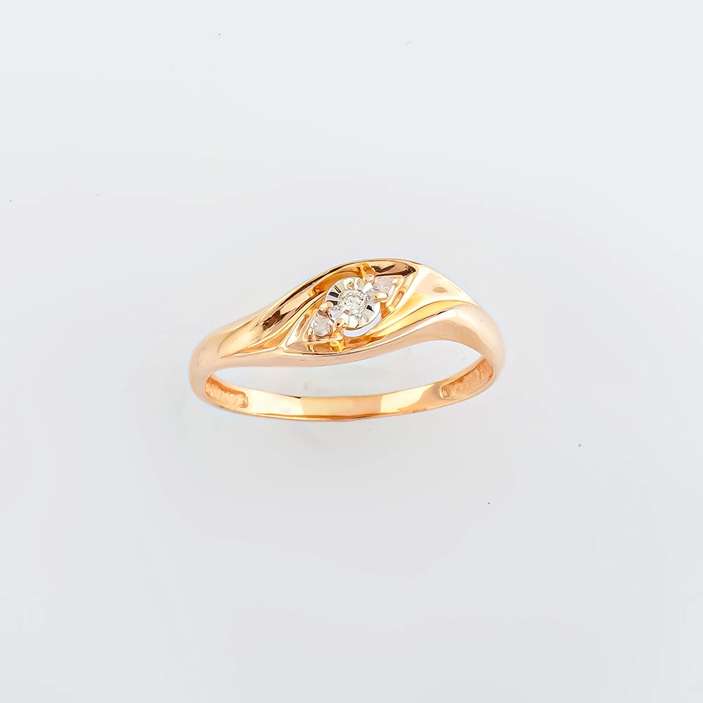 Кольцо с бриллиантом из красного золота 585 пробы