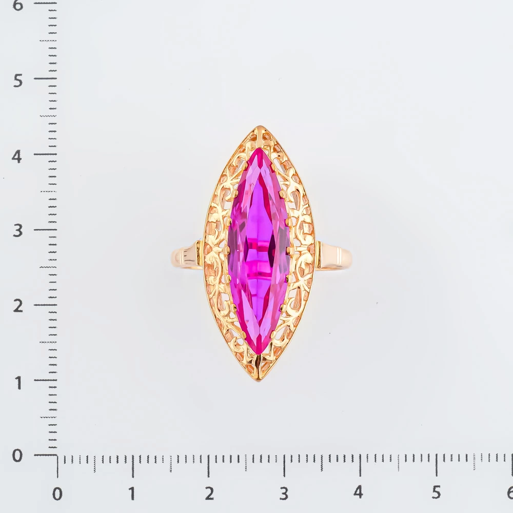 Кольцо с фианитом из красного золота 583 пробы