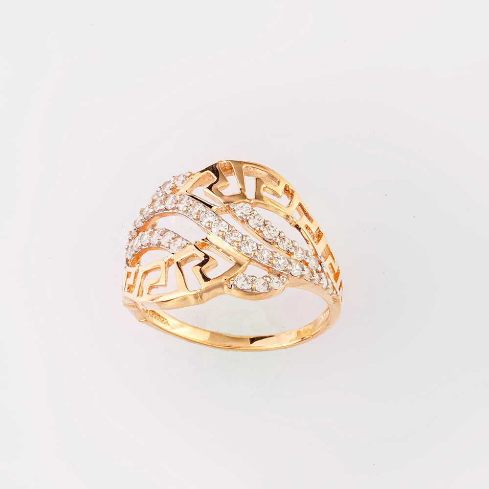 Кольцо с фианитом из красного золота 585 пробы