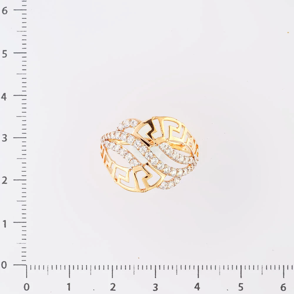 Кольцо с фианитом из красного золота 585 пробы