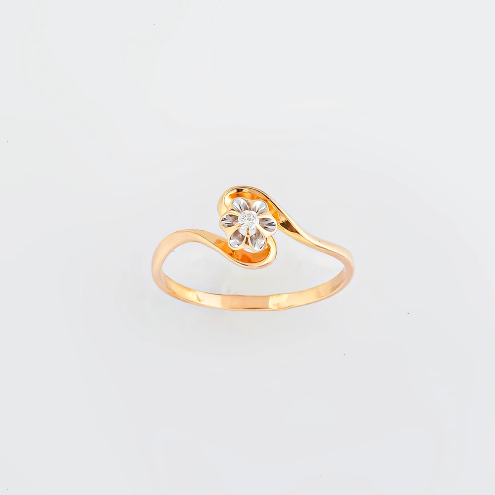 Кольцо с бриллиантом из красного золота 585 пробы