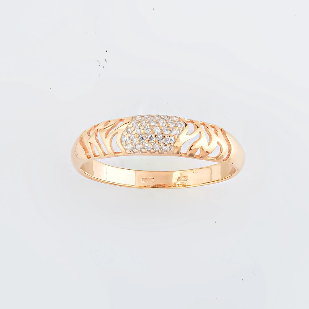 Кольцо с фианитом из красного золота 585 пробы Кольцо с фианитом из красного золота 585 пробы