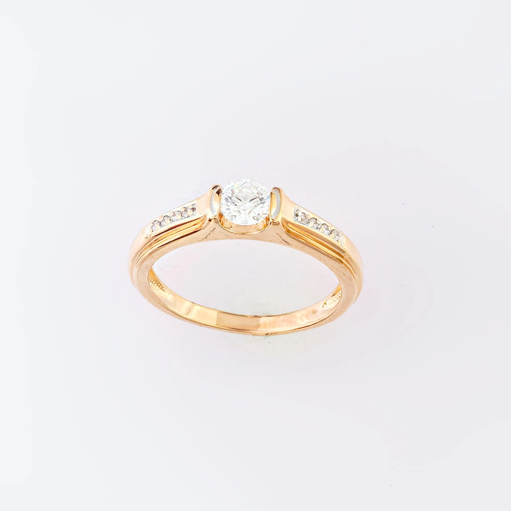 Кольцо с фианитом из красного золота 585 пробы