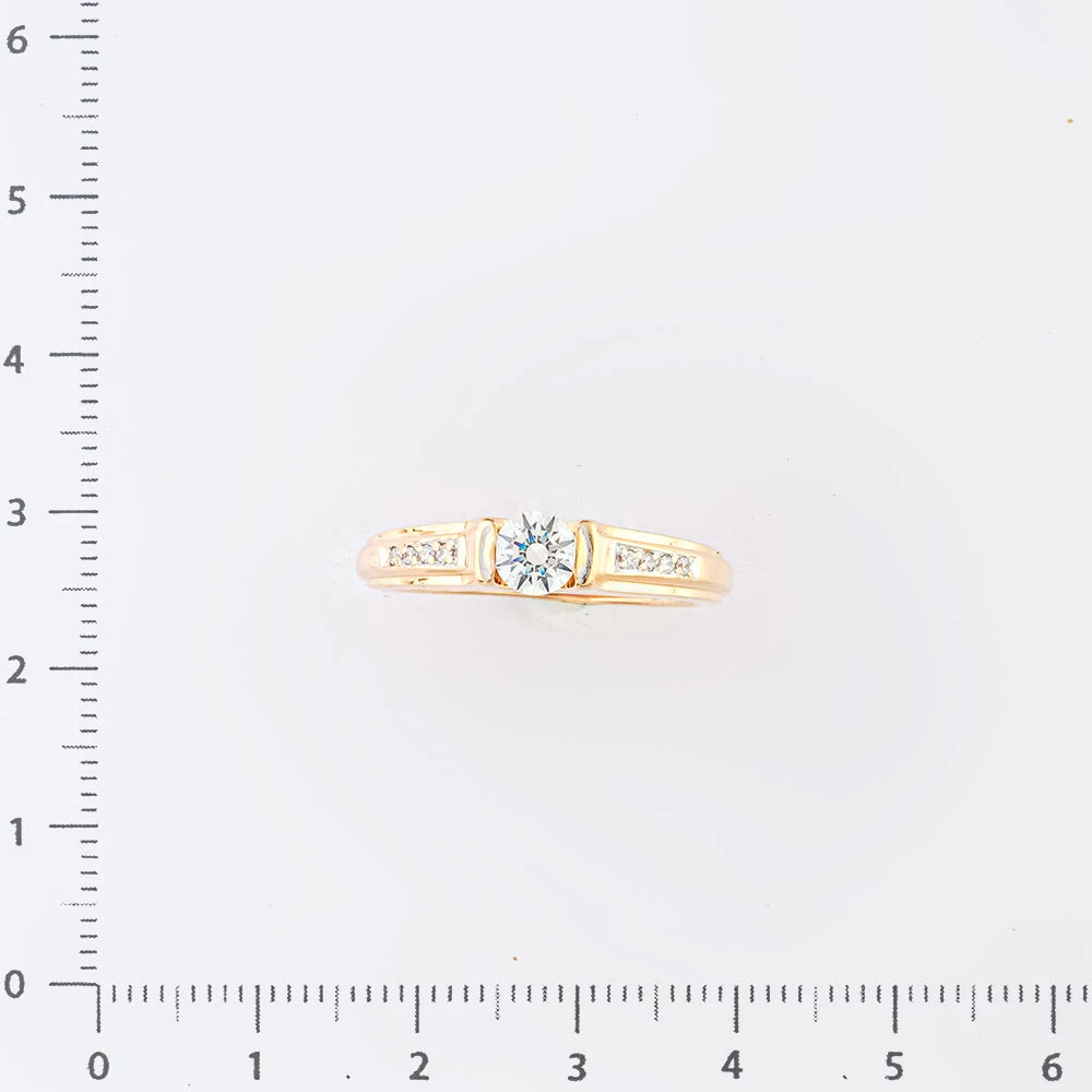 Кольцо с фианитом из красного золота 585 пробы