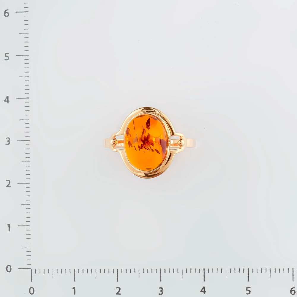 Кольцо с янтарем из красного золота 583 пробы