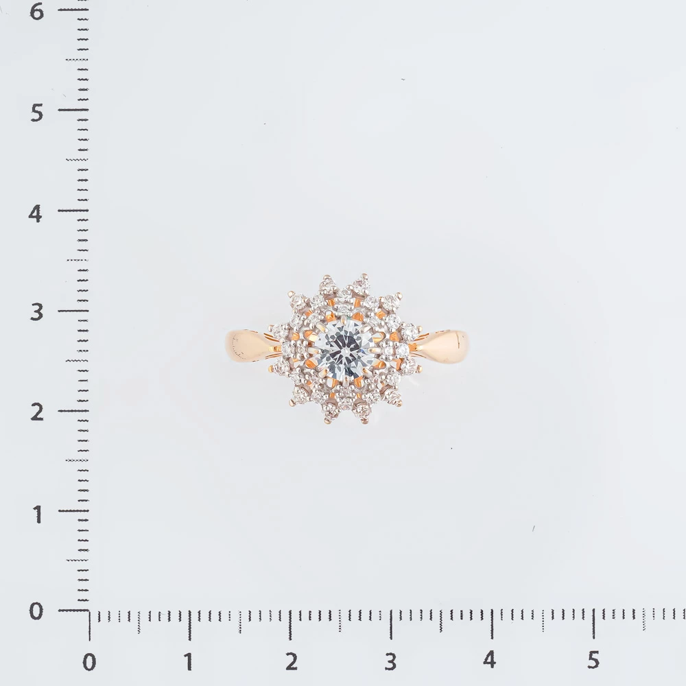 Кольцо с фианитом из красного золота 585 пробы