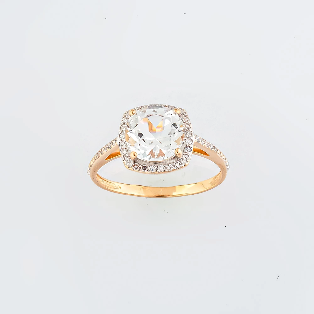 Кольцо с топазом из красного золота 585 пробы