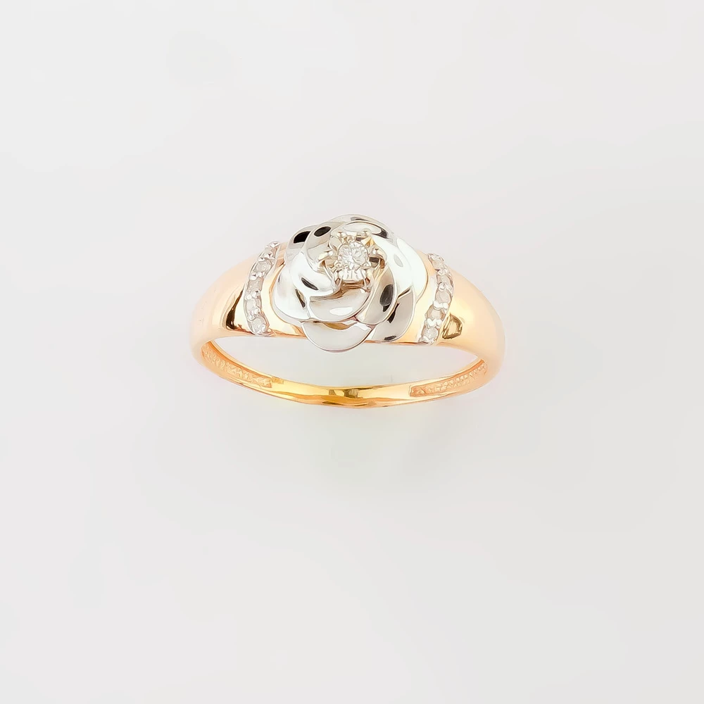 Кольцо с бриллиантом из красного золота 585 пробы