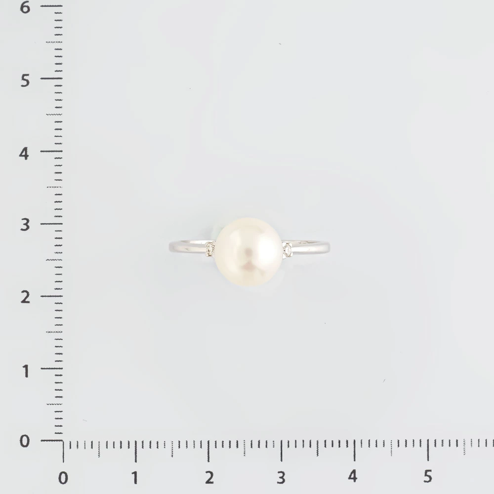 Кольцо с культивированным жемчугом из белого золота 585 пробы