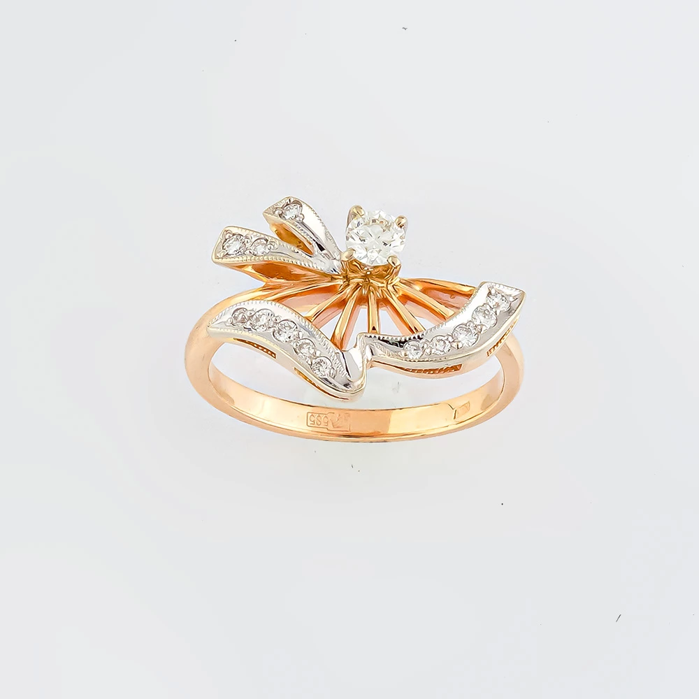 Кольцо с бриллиантом из красного золота 585 пробы