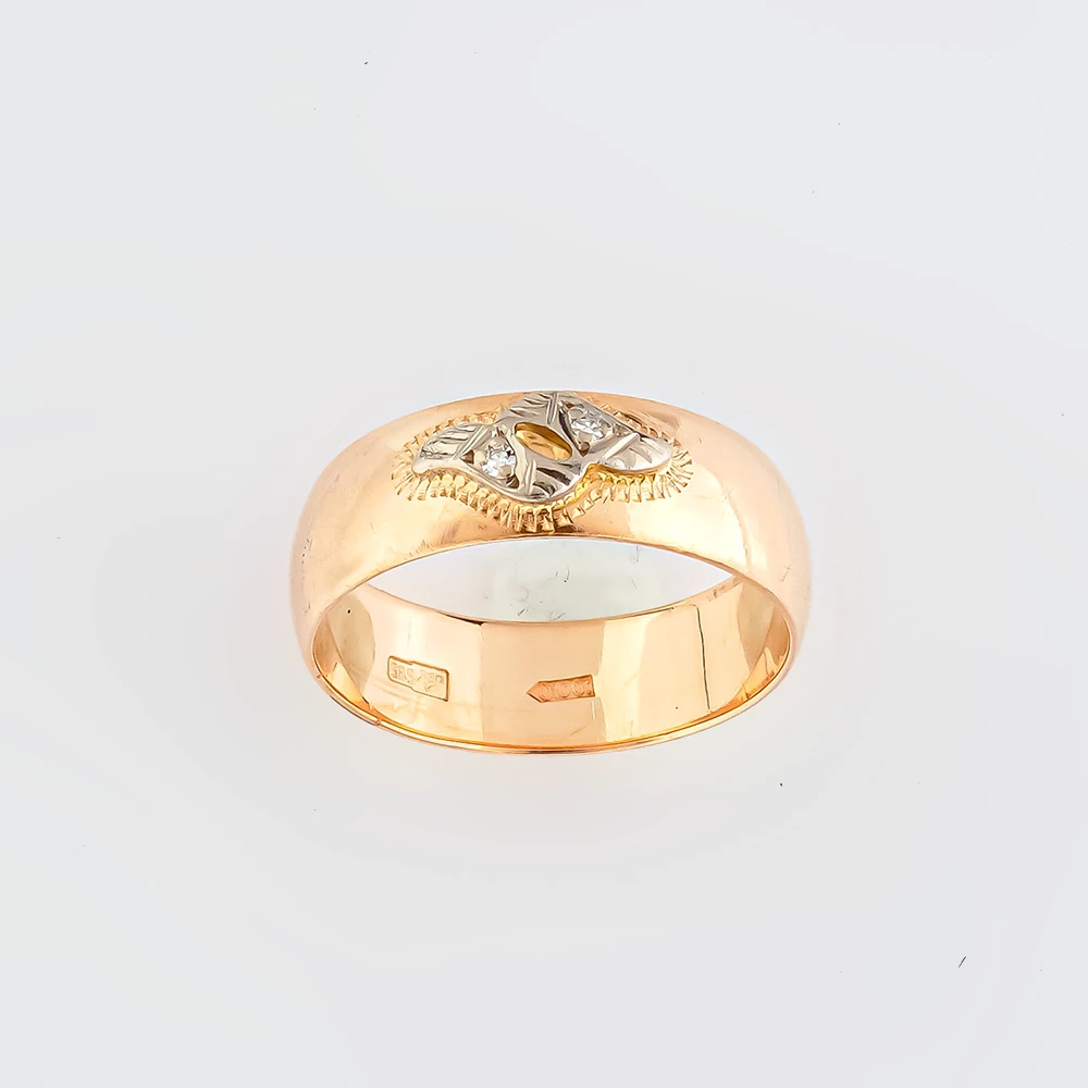 Кольцо с бриллиантом из красного золота 585 пробы