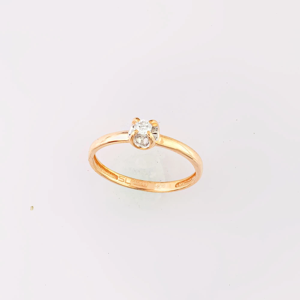 Кольцо с бриллиантом из красного золота 585 пробы