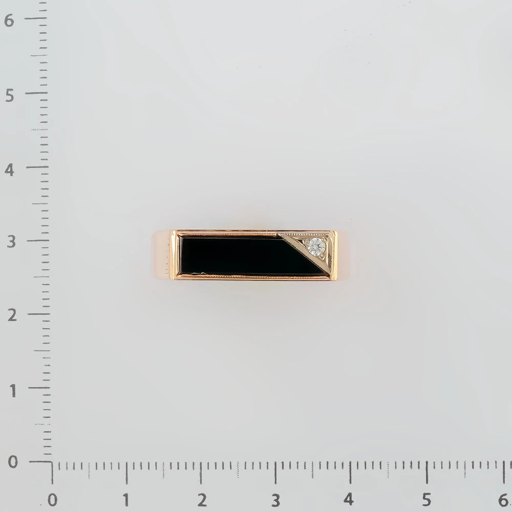 Кольцо с ониксом из красного золота 583 пробы