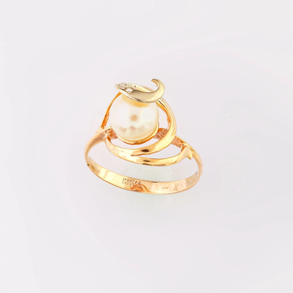 Кольцо с бриллиантом из красного золота 585 пробы