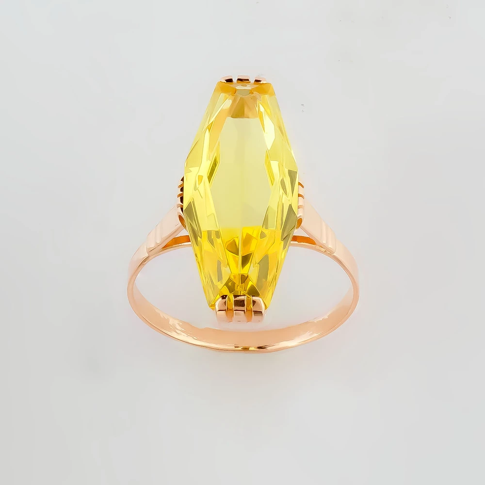 Кольцо с фианитом из красного золота 583 пробы