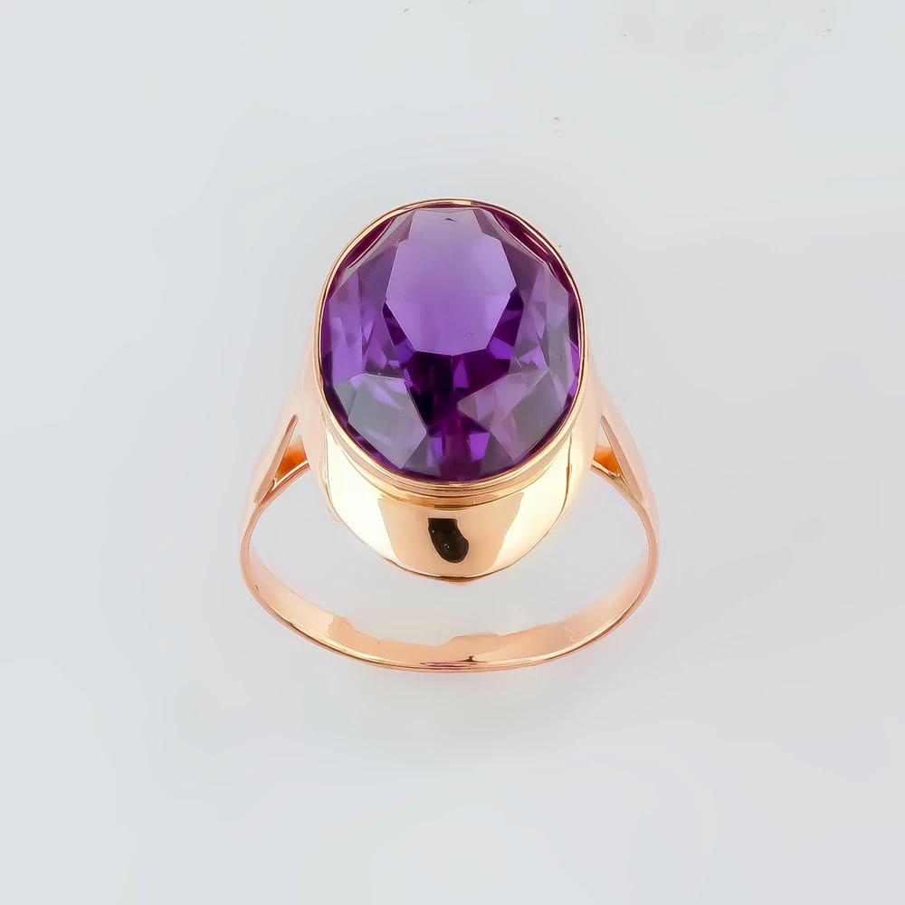 Кольцо с фианитом из красного золота 583 пробы