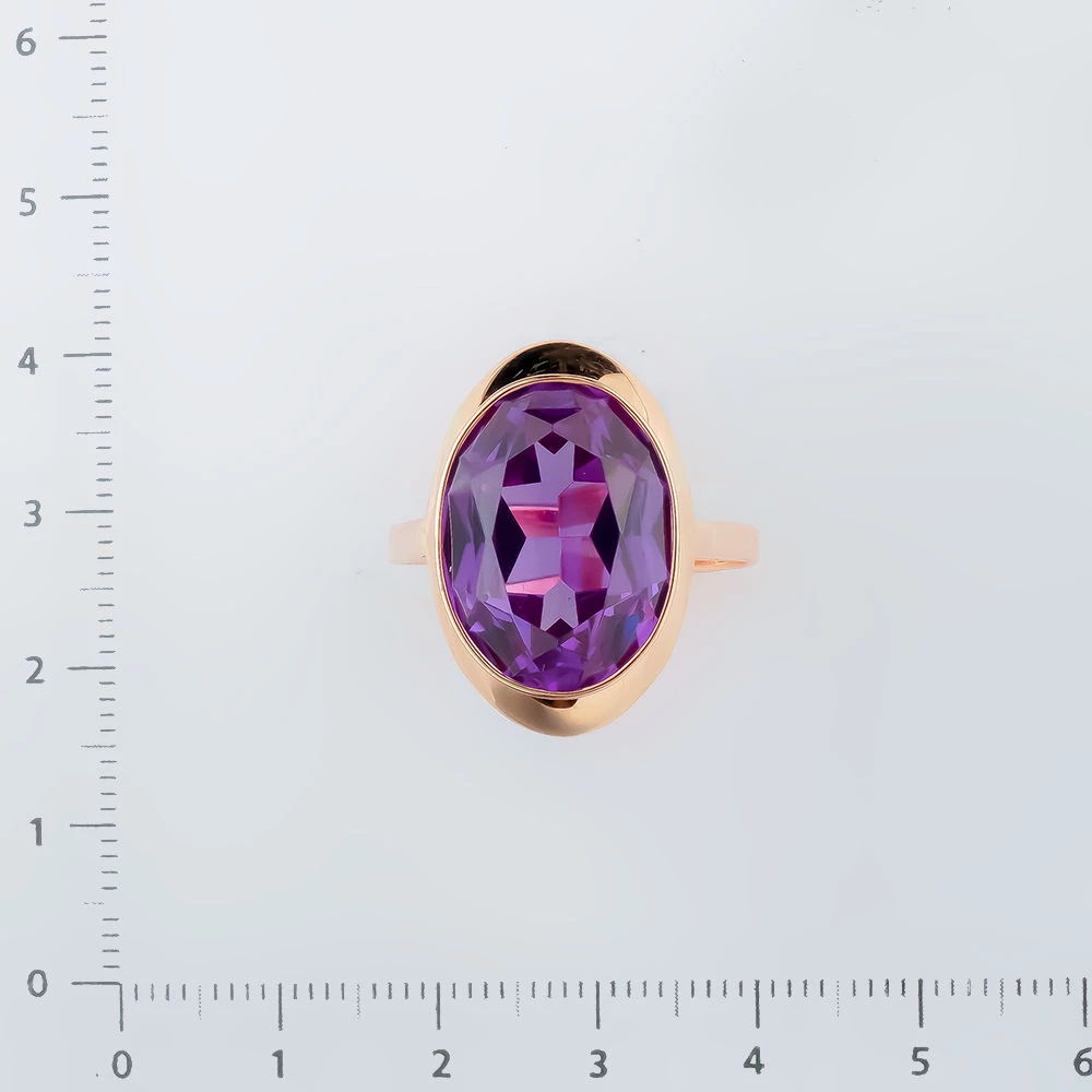 Кольцо с фианитом из красного золота 583 пробы